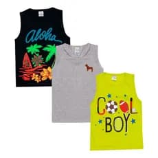 Kit 3 Camisas regatas Menino sortidas infantil juvenil masculino tamanhos 1 ao 16