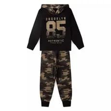 Conjuntos moletom flanelado menino capuz frio escola masculino conjunto infantil camuflado Tamanho 1 2 3 4 6 8