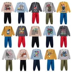 Kit 6 Peças de Roupa Moletom Flanelado Conjunto Masculino Infantil Menino Tamanho 1 2 3 4 6 8