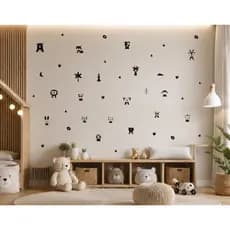 Adesivo de Parede Infantil Amiguinhos da Floresta | Kit Animais Minimalista Escandinavo para Quarto de Bebê