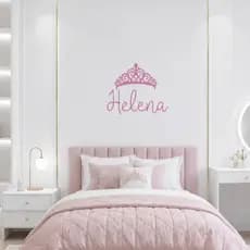 Adesivo de Parede Nome Personalizado com Coroa Princesa Infantil Menina Quarto Decorativo