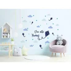 Adesivos de parede para decoração de quarto infantil Pipas, voe alto com nome