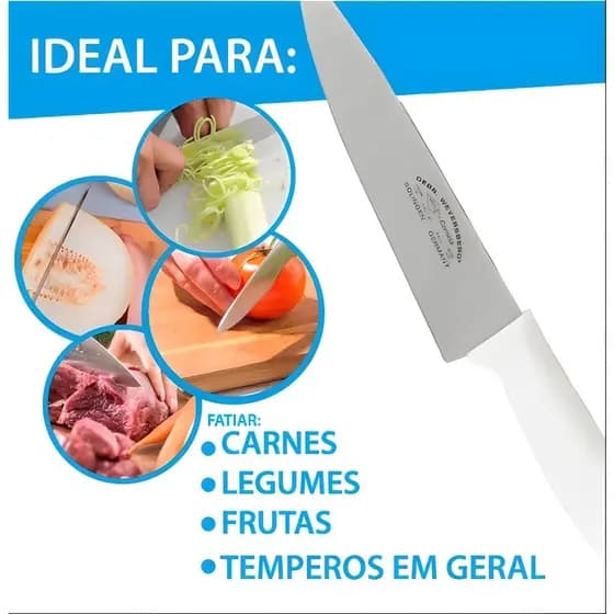 Faca De Açougueiro Para Churrasco Cortar Legumes e Frutas Aço Inox Original Afiada 8"
