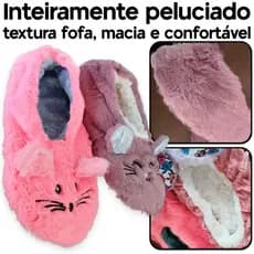 Pantufa Adulto Forrada Unissex Feminina e Masculina com Sola Antiderrapante