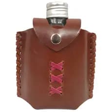 Conjunto Cantil De Vidro Com Capa De Couro Bainha Com Fechamento