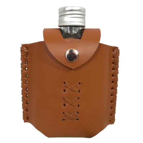 Comjunto Bainha Porta Bebida Cantil De Vidro 200ml Pião Cawboy