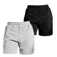 Kit 2 Bermudas Moletinho Masculino Com Elástico Na Cintura Bolso Lateral Confortável Lazer