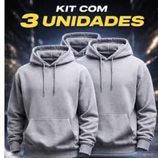 Kit 3 Unidades Moletom Canguru Masculino Bolso e Capuz Forrado Estiloso e Proteção para o Frio