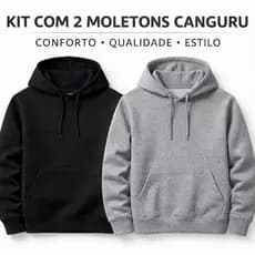 Kit com 2 Unidades Moletom Masculino Térmico Canguru com Capuz Conforto Urbano