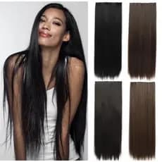 Aplique de Cabelo Tic Tac em Fibra Orgânica liso Preto 70cm identico natural