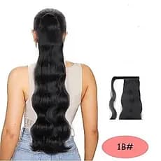 Rabo de Cavalo Velcro Ondulado 70cm preto