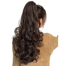 Rabo de Cavalo Organico Ondulado Com Presilha Castanho Claro 65cm