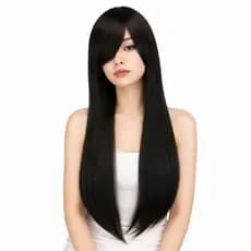 Peruca Lisa com Franja cosplay 70cm Fibra Organica de Alta tempereratura