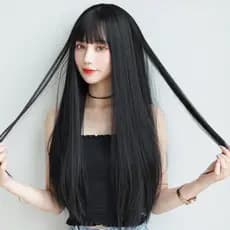 Peruca Organica Franja Reta 65cm Similar ao Cabelo Humano