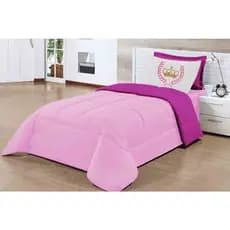 Kit cobre leito solteiro princesa dupla face Rosa com Pink com 3 peças