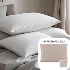 Kit 02 Travesseiros ALTO e MACIO com 02 Fronhas Algodão percal 180 fios 70x50 enchimento de silicone