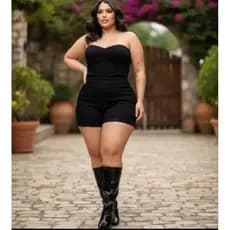MACACÃO JEANS FEMININO SHORT CURTO PLUS SIZE MAQUINHO TOMARA QUE CAIA COM LYCRA *IMPERADORA*