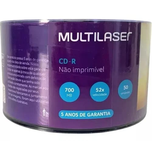 50 Unidades Cd Virgem Multilaser Logo 700mb 80min