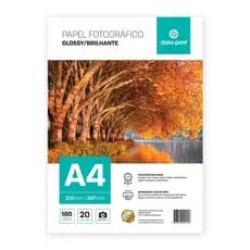 Kit 2 Papel Fotográfico A4 180g NÃO Adesivo Glossy Com 20 Folhas Premium DATA-PRINT