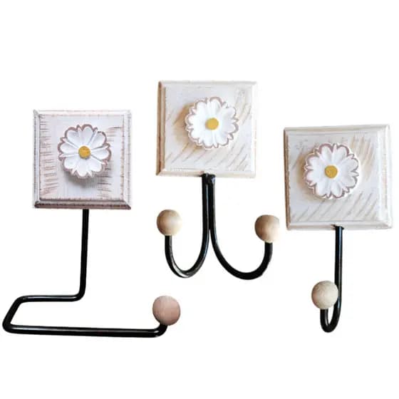 Kit Banheiro 3 Peças Artesanato Cabide Porta Toalha e Suporte Porta Papel Higiênico
