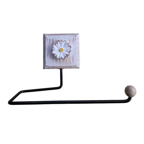 Porta Papel Toalha Artesanal Com Flor Decorativo Suporte Porta Rolo Parede Cozinha Rústico