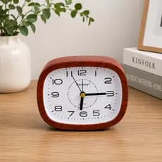 Relógio Despertador Mesa Retro Amadeirado Silencioso Elegante