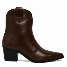 Bota Texana Feminina Cano Curto Salto Grosso Bico Fino Preta Marrom  Country Casual