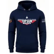 Moletom Canguru Unissex Flanelado Com Capuz Blusa de Frio Estampada Top Gun Maverick