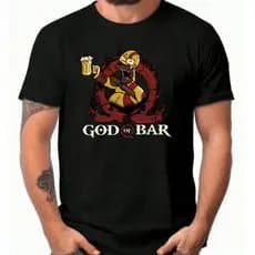 Camiseta masculina 100% algodão God of Bar estampa premium