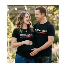 Kit Camisetas Casal Mamãe 2026 Papai 2026 Loading Gravidez Anúncio Chá Revelação Presente Criativo Camisa blusa