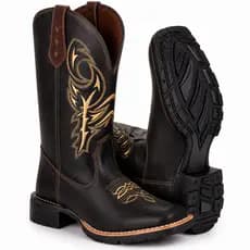 Bota Masculina Texana Delegada Marrom Cano Longo Country Rodeio Cavalgada Bordada