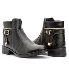 Bota Feminina Botinha Cano Curto saltinho baixo