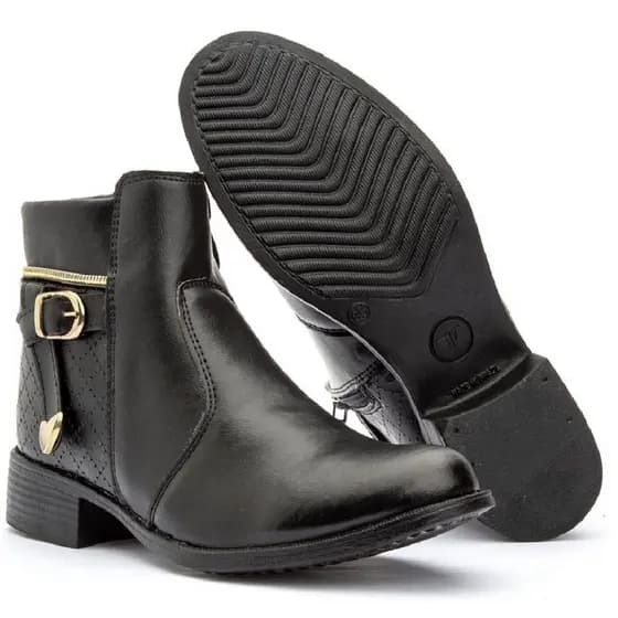 Bota Feminino Zíper Conforto cano Baixo salto baixo