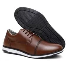 Sapato Masculino Social Oxford de Couro Inglês confortável sola Antiderrapante Com Cadarço Marrom