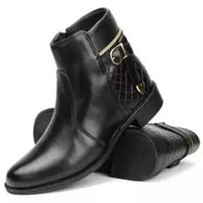 Coturno Bota Feminina cano curto Casual Preto