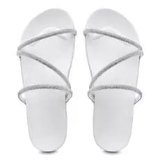 Flat Sandália Feminina Papete Branca Ano novo rasteira Birken