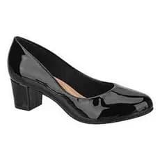 Sapato Social Feminino Beira Rio Conforto Verniz Preto
