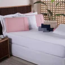 Jogo de Cama Solteiro Casal Queen King 400 Fios Bordado Inglês Toque Macio Elástico Total Sofisticado
