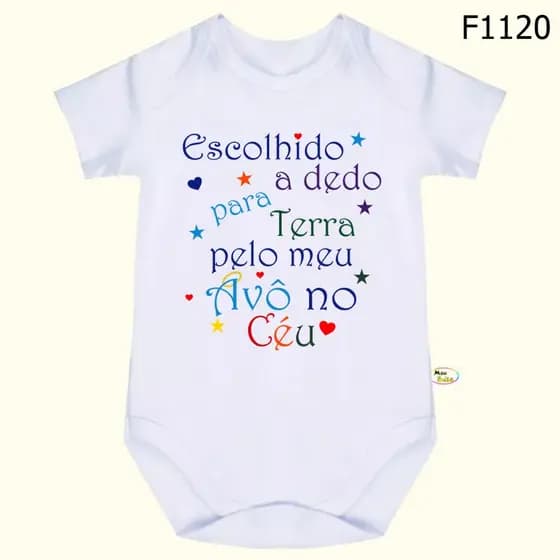 Body Bebê Frases Escolhido a Dedo Para Terra pelo meu Avô No Céu SF1120