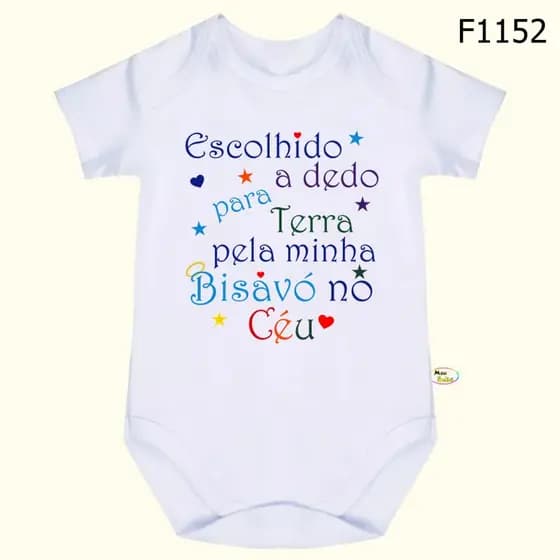 Body Bebê Frases Escolhido a dedo para terra pela minha bisavó no céu SF1152