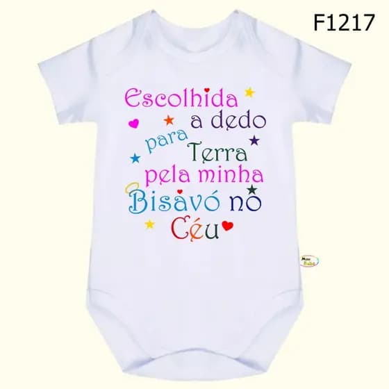 Body Bebê Frases Escolhida a Dedo Para Terra Pela Minha Bisavó no Céu SF1217