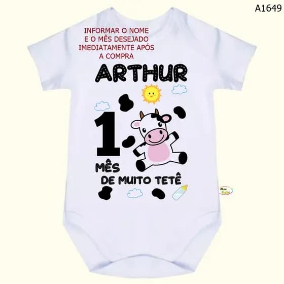 Body Bebê Personalizado Vaquinha Amo Meu Tetê SA1649