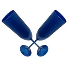 Kit 10 Taças De Champanhe Espumante Acrílico Azul Pérola