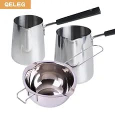 Panela de Derretimento de Aço Inoxidável QELEG 350/400/600ML para Derreter Chocolate, Doces e Cera para Fazer Velas