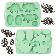 QELEG Molde de Silicone para Assar em Forma de Dinossauro e Ovo, Novo Padrão, Molde para Chocolate e Biscoitos, Decoraçã