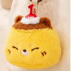 Chaveiro de Pelúcia em Forma de Raposa com Tema de Pudim, Expressão Bordada, Acessório Decorativo, Presente Fofo para Bo
