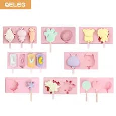 QELEG Molde de Silicone para Picolé com 8 Padrões e 2/3/4 Cavidades, Moldes de Vários Padrões em Forma de Floco de Neve,