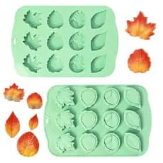 QELEG Molde de Silicone para Assar em Forma de Folha de Bordo com 12 Cavidades, para Biscoitos, Mousse, Decoração de Bol