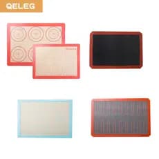 QELEG Tapete de Silicone para Cozinha com 5 Padrões, Tapete para Assar Macarons e Puff, Antiaderente, com Malha Oca, Res