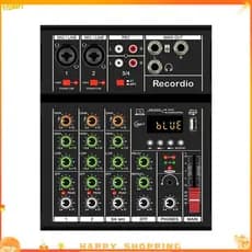 Console Digital Portátil Profissional Dj Com Borda Misturadora USB Para Canto Ao Vivo Mixer De Áudio De 4 Canais Preto 1